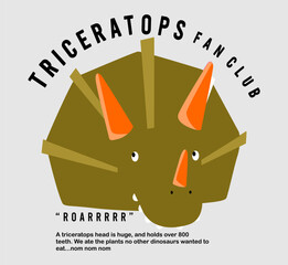 dino Triceratops fan club head illustration hand drawn  © I'L YELLOW