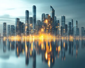 Fototapeta premium Vibrant cityscape illuminated by night lights creating a stunning urban atmosphere of energy