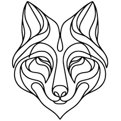One line wolf portrait silhouette