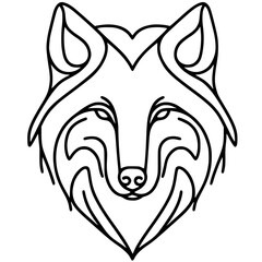 One line wolf portrait silhouette