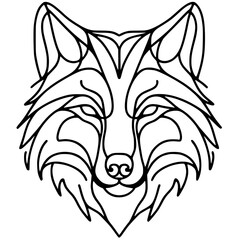 One line wolf portrait silhouette © Breck