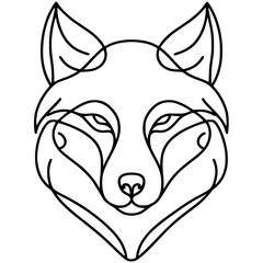 One line wolf portrait silhouette © Breck