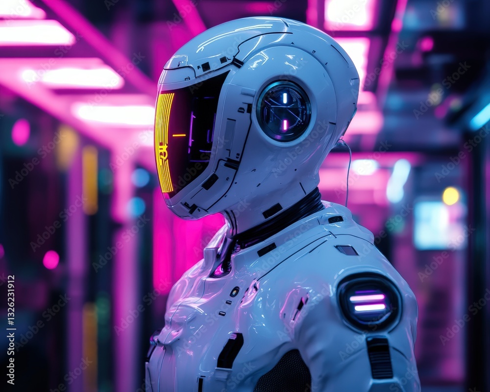 Poster advanced robot standing in a room showcasing the integration of robotics in everyday spaces