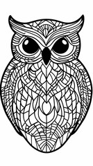 Fototapeta premium Intricate Line Art Owl Design Black and White Vector for Coloring and Decoration