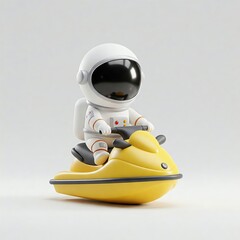 Cute Astronaut Riding Jet Ski