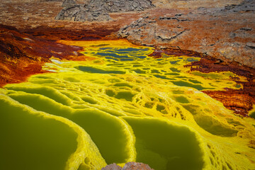 Acid pools in Dallol in the Danakil depression, Ethiopia