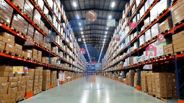 Efficient logistics processes in automated warehouses powered by AI, modernization of warehouses and logistics