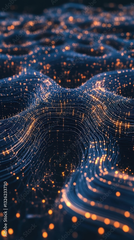 Poster a stunning wave of light displaying beautiful patterns and colors in an artistic visual representati