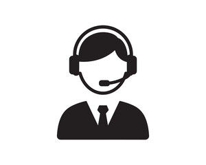 Customer support operator with headset icon vector illustration.