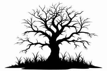 Fototapeta premium a dead tree line art silhouette vector illustration