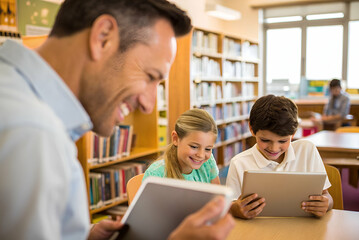 community insights, Engaging Classroom Interaction with Teacher and Students Using Tablets in a Modern Library Setting
