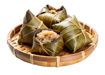 Zongzi (Sticky Rice Dumplings)  isolated on white background 