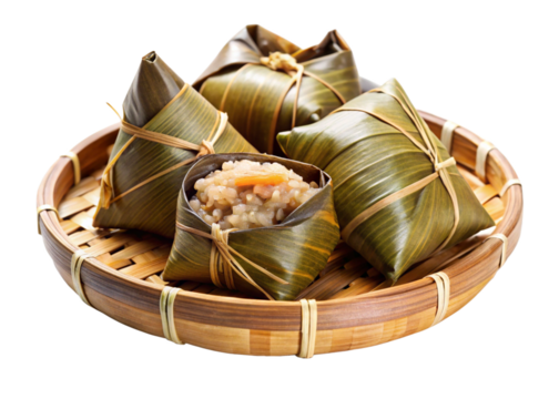 Zongzi (Sticky Rice Dumplings)  isolated on white background 