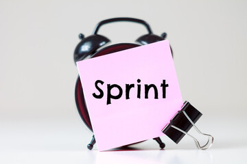 Sprint text on a sticker for reminders with an alarm clock