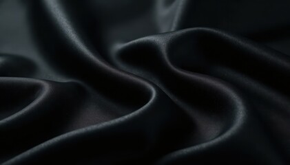 Obraz premium Luxurious black silk with subtle folds, dramatic lighting, fabric folds, dark