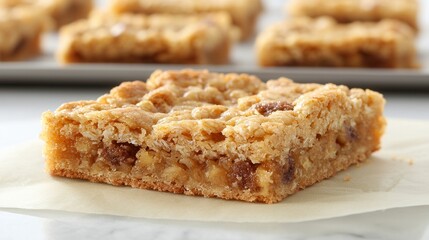 Golden Oat Bars with Raisins and Nuts Sweet Treat Homemade Baked Goods Delicious Dessert