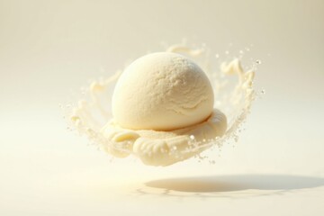 Creamy ice cream scoop captures attention in air