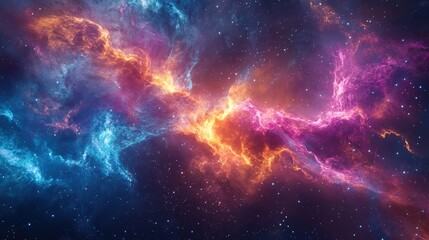 Fototapeta premium Mystical nebula intertwined with a brilliant star cluster creating a spectacle of cosmic beauty
