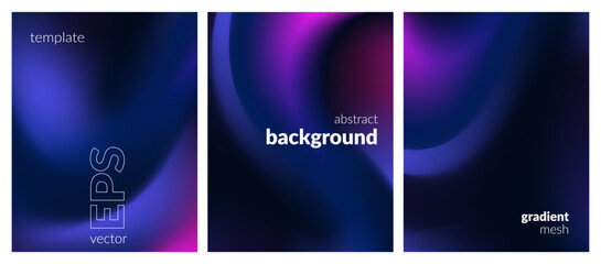 Collection. Abstract liquid background. Neon color blend. Blurred fluid effect. Gradient mesh. Modern design template for posters, ad banners, brochures, flyers, covers, websites. EPS vector image