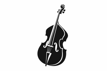Fototapeta premium double bass line art silhouette vector illustration