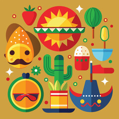 Cinco de Mayo day vector illustration icon elements symbols