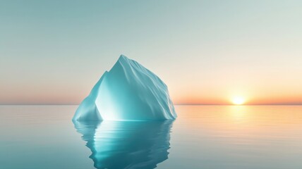 Melting iceberg shaped like Earth symbolizes climate change awareness. Generative AI