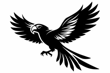 flying parrot bird line art silhouette vector illustration