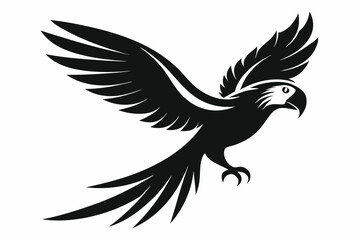 flying parrot bird line art silhouette vector illustration