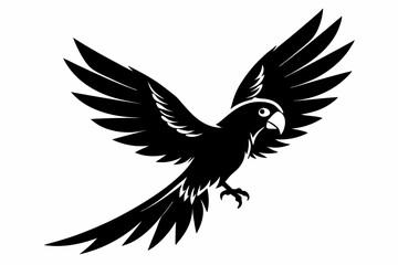 flying parrot bird line art silhouette vector illustration