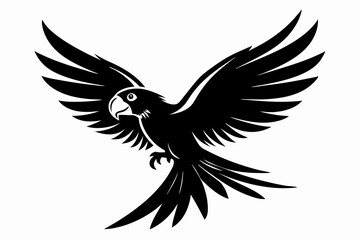 flying parrot bird line art silhouette vector illustration