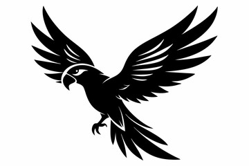 flying parrot bird line art silhouette vector illustration