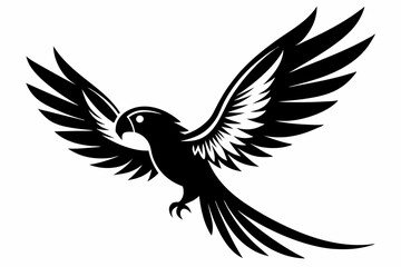 flying parrot bird line art silhouette vector illustration