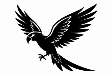 flying parrot bird line art silhouette vector illustration