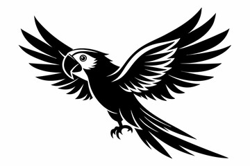 Obraz premium flying parrot bird line art silhouette vector illustration