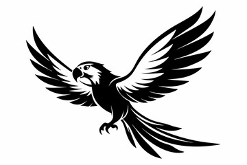 flying parrot bird line art silhouette vector illustration