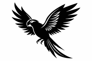 flying parrot bird line art silhouette vector illustration