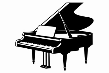 grand piano line art silhouette vector illustration