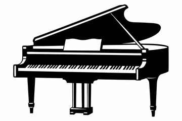 grand piano line art silhouette vector illustration