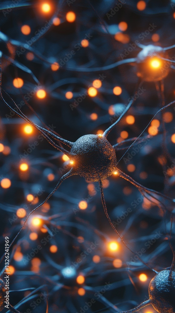 Poster neurons depicting nerve connections in the brain illustrating complex neural pathways and function