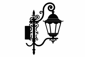wall sconce line art silhouette vector illustration
