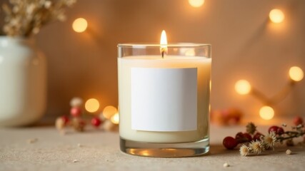aromatic burning candle with space for text