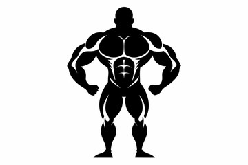 body builder man line art silhouette vector illustration