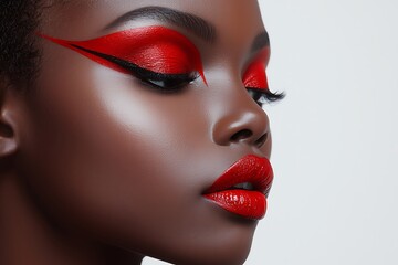 Obraz premium Red Bold Makeup for Studio Portrait.