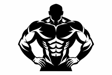 body builder man line art silhouette vector illustration