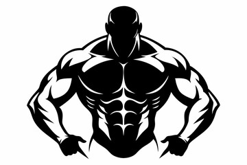 body builder man line art silhouette vector illustration