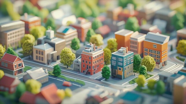 architecture of small urban towns mock ups construction