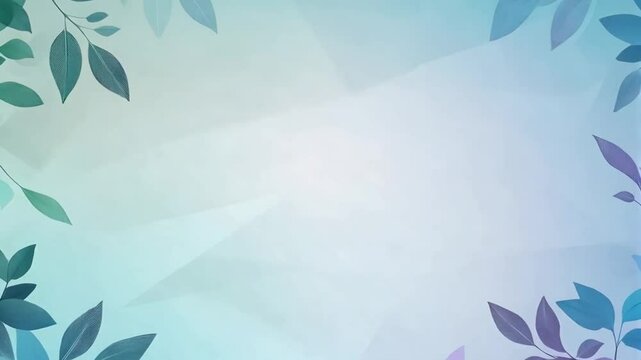 Soft gradient background framed by delicate leaves in pastel colors
