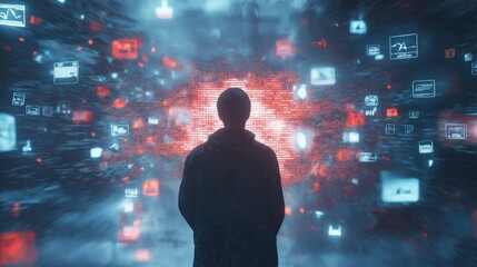 a person using AI to combat disinformation and encrypted datas