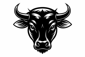 bull head line art silhouette vector illustration