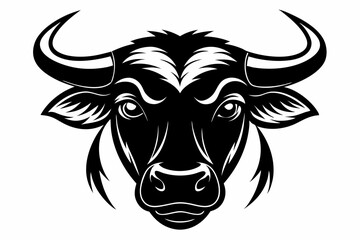 bull head line art silhouette vector illustration